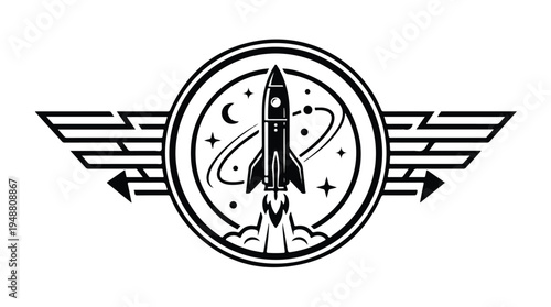 Rocket Ship Icon Launching Space.