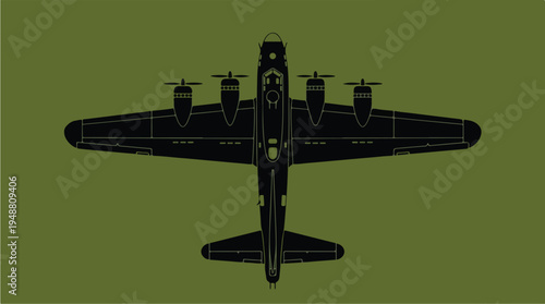 Vintage Military Airplane Silhouette.