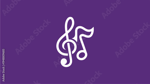 White Musical Notes on Purple.