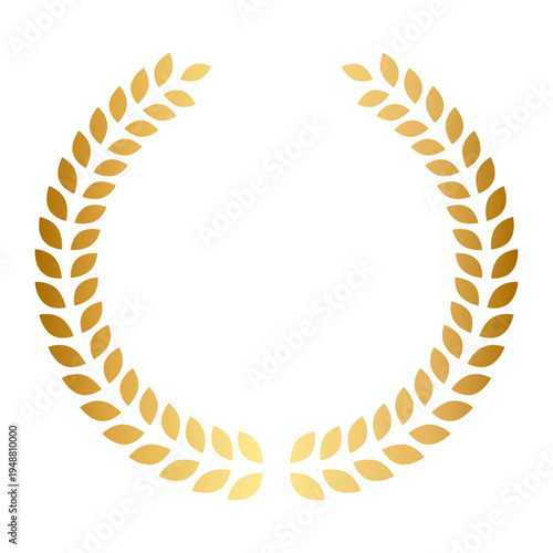 円形ゴールド月桂樹ローレルリースフレーム（表彰・ランキング装飾ベクター素材）