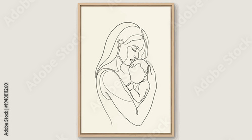 A mother tenderly holds her baby, symbolizing motherhood and family love.