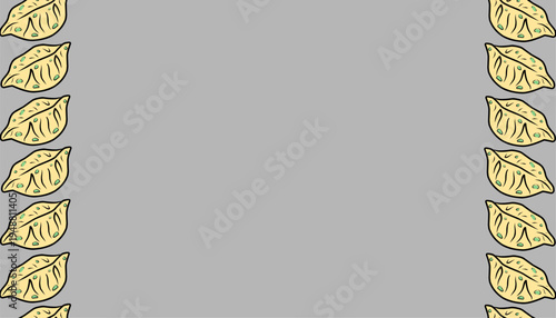 Mandu background Pattern. Korean Dumpling Illustration. Handdrawn Asian Food Doodle. Repeating Streetfood Background. Decorative Packaging Textile Design.