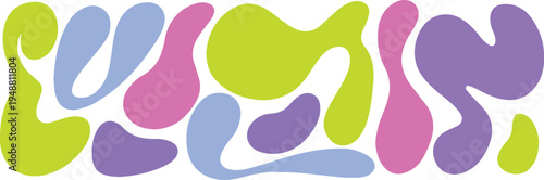 Vibrant colorful abstract shapes isolated on transparent background