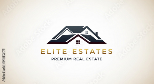 Elite estates logo with house symbol and premium real estate text on white background