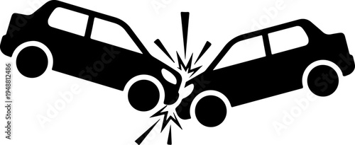 Two cars colliding head-on, crash impact Vector Art