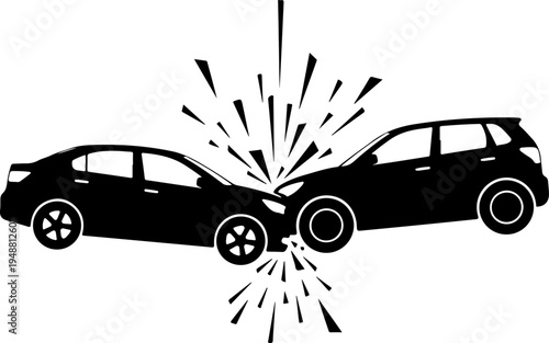 Two cars colliding head-on, crash impact Vector Art