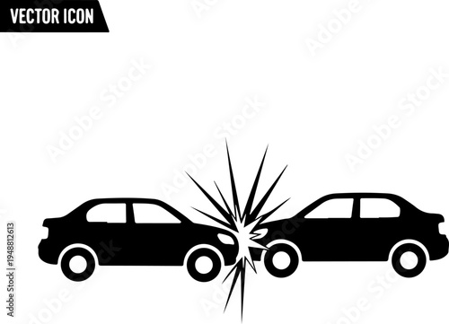 Two cars colliding head-on, crash impact Vector Art
