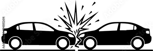 Two cars colliding head-on, crash impact Vector Art
