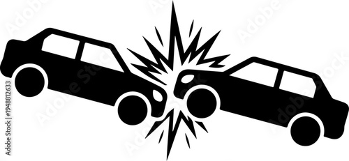Two cars colliding head-on, crash impact Vector Art