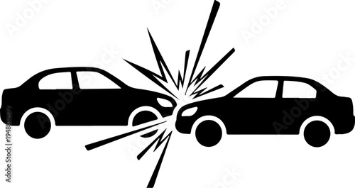 Two cars colliding head-on, crash impact Vector Art