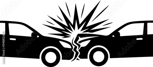 Two cars colliding head-on, crash impact Vector Art