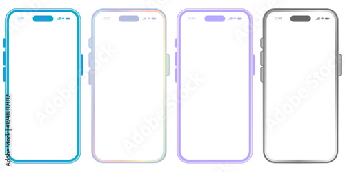 カラフルなグラデーションとスマートフォンの立体セット