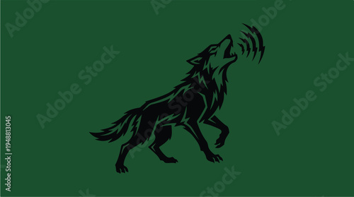 Black Wolf Howling Silhouette Logo.