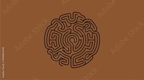 Brown maze design on background.