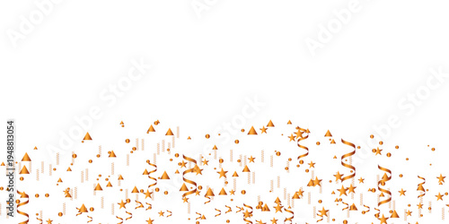 Vector Golden confetti and ribbons falling on white background for celebration