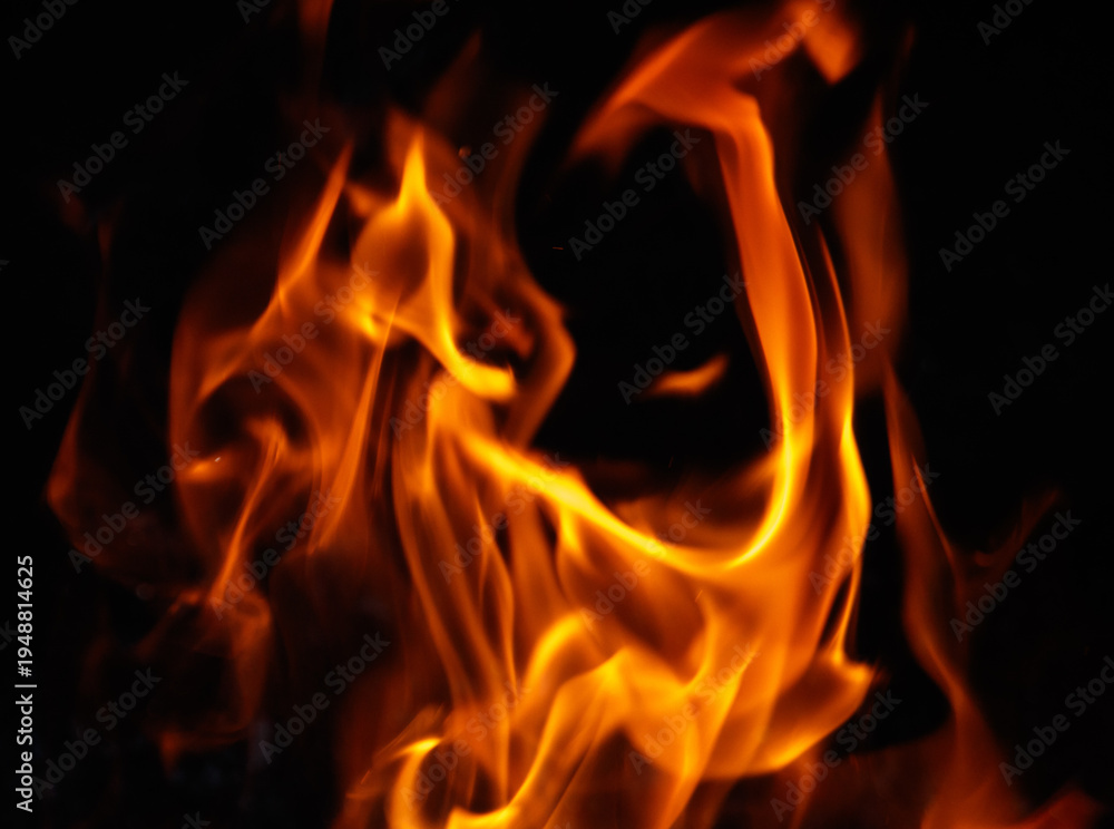 Fototapeta premium Fire flame on black background