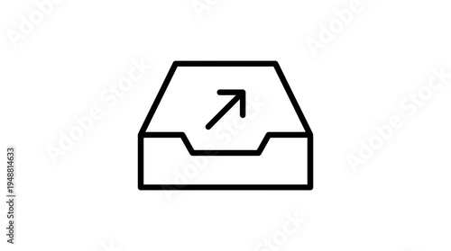 "Outbox tray icon with upward arrow symbolizing sending, sharing, uploading, or exporting documents."