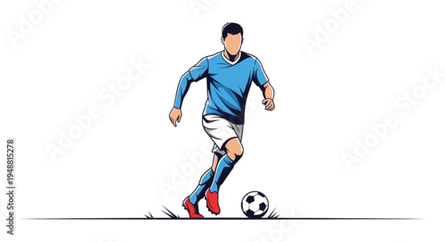 Soccer Player Dribbling Ball During Game.