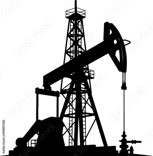 Oil derrick silhouette vector illustration