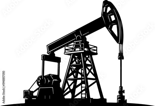 Oil derrick silhouette vector illustration