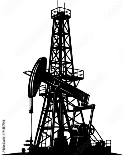 Oil derrick silhouette vector illustration
