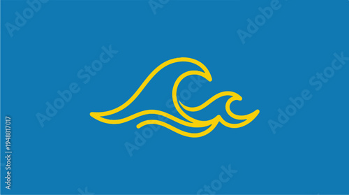 Yellow Wave on Blue Background 1.