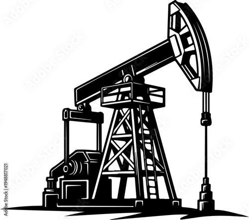 Oil derrick silhouette vector illustration