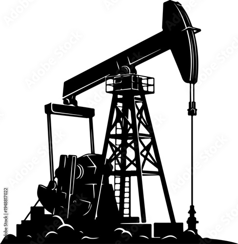 Oil derrick silhouette vector illustration
