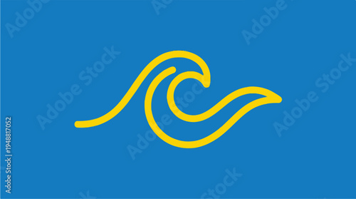 Yellow Wave on Blue Background.