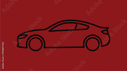 Car Side View Line Drawing.