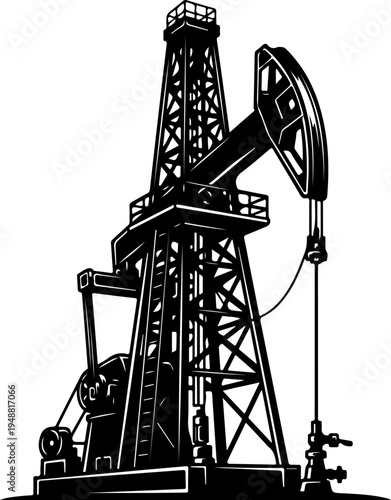 Oil derrick silhouette vector illustration