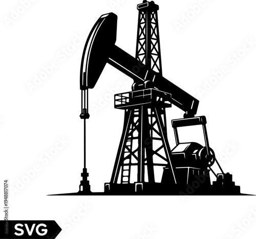 Oil derrick silhouette vector illustration