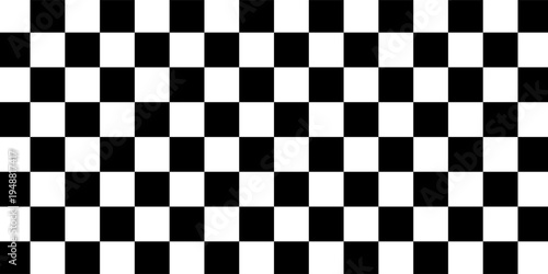 Black and white racing against a checkered pattern background
