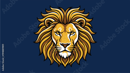 Lion Head Illustration Closeup.