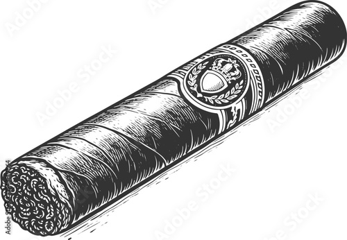 Cigar vintage engraving tobacco smoke vector illustration