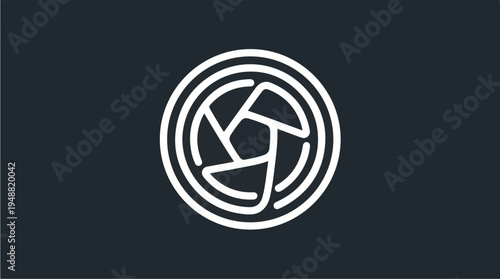 White Camera Lens Icon.
