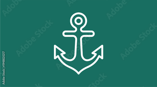 Anchor Symbol White Line Art.
