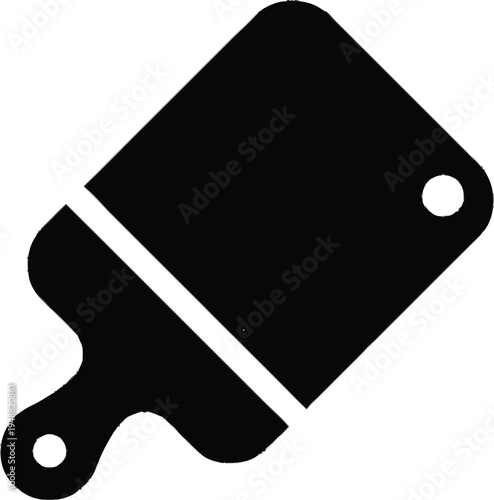 Silhouette of large kitchen cleaver and butcher board set for food preparation icon isolated on transparent background