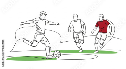 Soccer players in action during a game illustration.