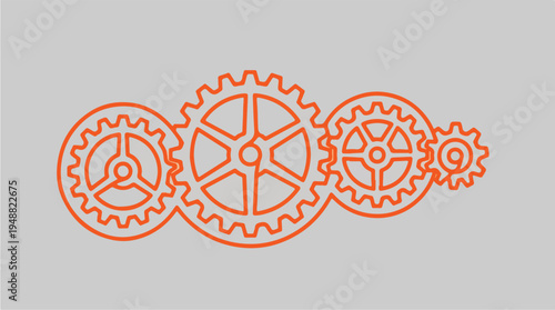 Interlocking Orange Metal Gears.