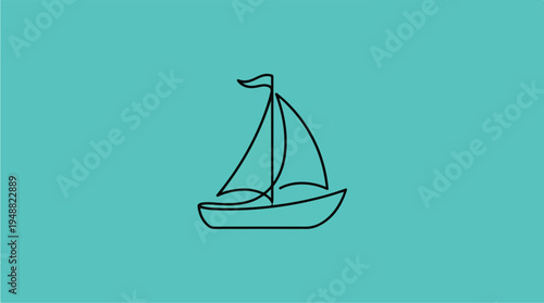 Simple Sailboat Line Drawing.