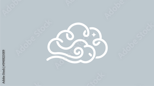 White Cloud Icon Illustration.