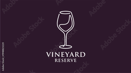 Wine Glass Vineyard Logo Design.
