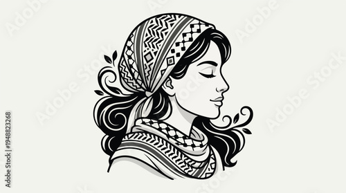 Woman Wearing Headscarf Side View 1.