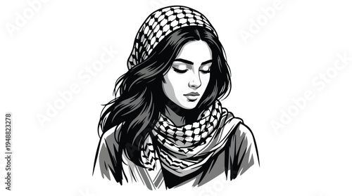 Woman Wearing Head Scarf.