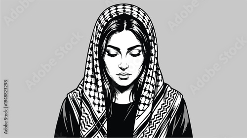 Woman Wearing Keffiyeh Headscarf 1.