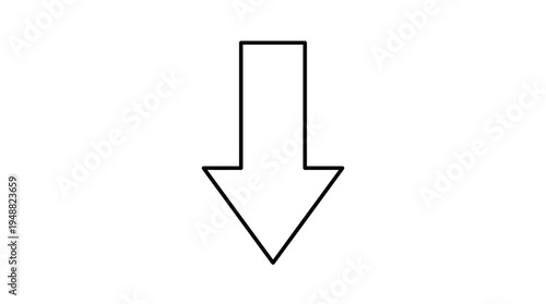 Bold downward arrow vector symbol showing clear direction for navigation or scrolling in design