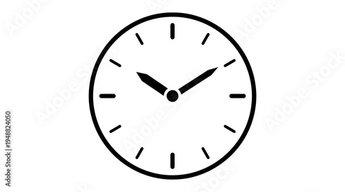 Minimalist analog clock vector showing time at 10:10 with clean design and simple tick marks