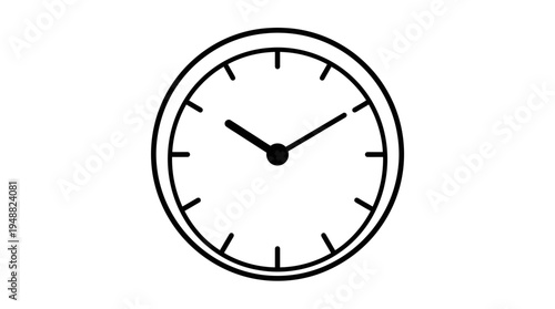 Minimalist analog clock vector showing time at 10:10 with clean design and simple tick marks