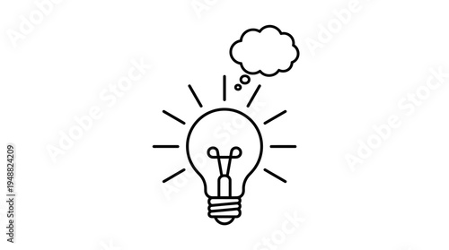 Creative idea light bulb vector with thought bubble symbolizing inspiration and innovative thinking